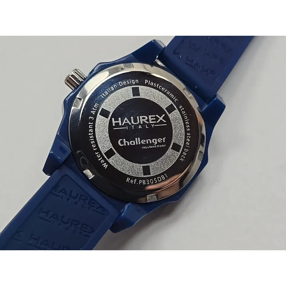 Haurex Italy Challenger Blue Plastceramic Watch Small Seconds Quartz New Battery